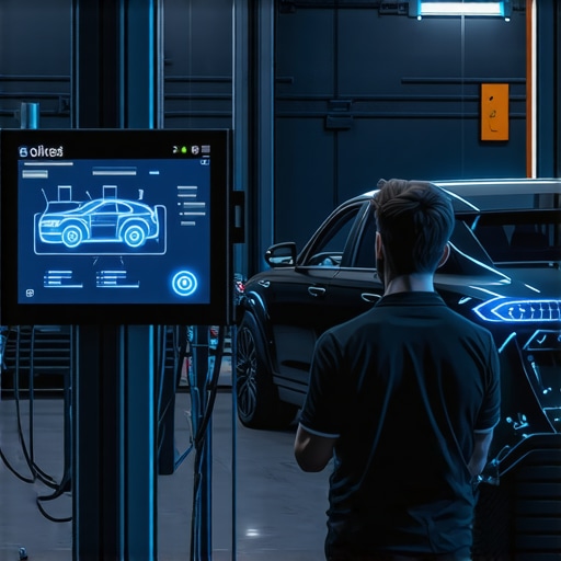 High-tech auto repair shop using augmented reality and IoT technology for vehicle diagnostics