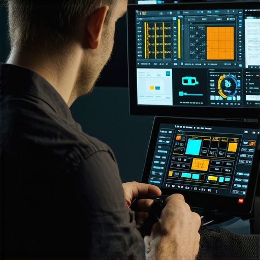 Advanced Brake System Diagnostics Equipment Diagnostic tools analyzing brake system data in a workshop