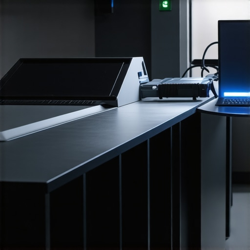 Advanced automotive diagnostic lab featuring quantum computing and augmented reality tools