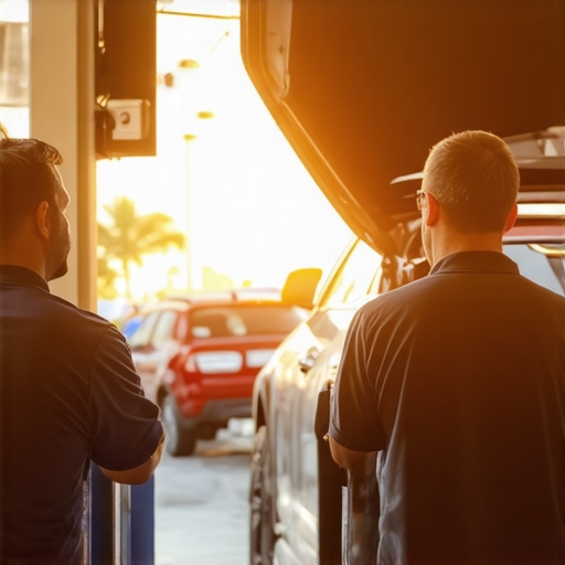 State-of-the-art Auto Diagnostic Shop Mechanic using advanced diagnostic tools in a professional auto repair environment