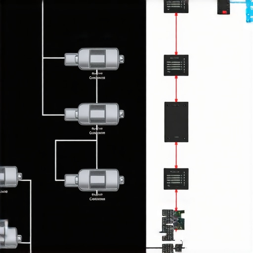 Illustration of complex vehicle ECU network showing data exchange pathways
