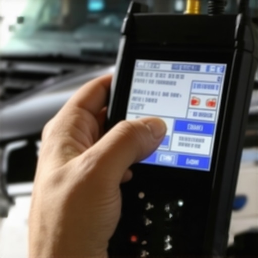 Advanced Diagnostic Scanner for Vehicle Sensors Diagnostic scanner analyzing vehicle sensor data for precision tuning