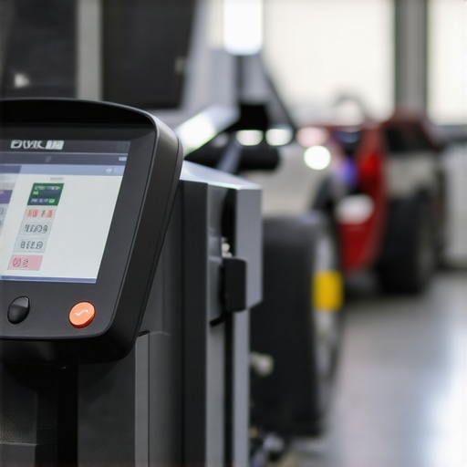 Modern car repair shop with high-tech diagnostic tools.