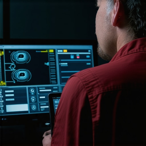 Advanced telematics data analysis in auto repair Technician reviewing vehicle telematics data on a diagnostic display