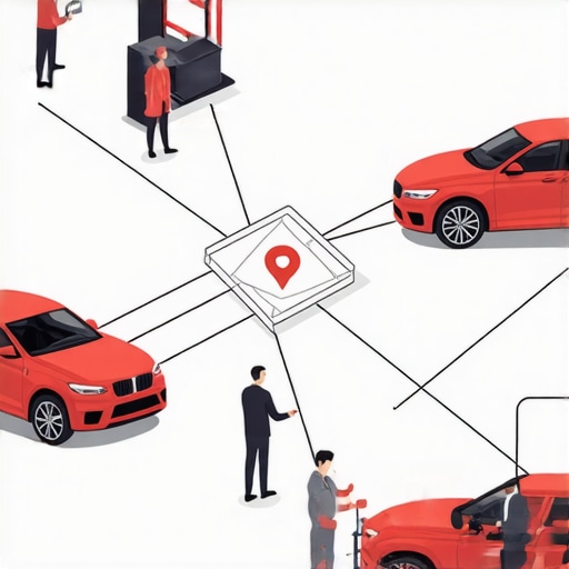 Blockchain in Auto Repair Diagram of blockchain technology securing auto repair transactions and parts provenance.
