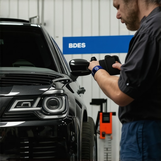 High-tech Auto Diagnostic Tools and Predictive Maintenance Systems Modern automotive diagnostic and predictive maintenance equipment in use by professional mechanics