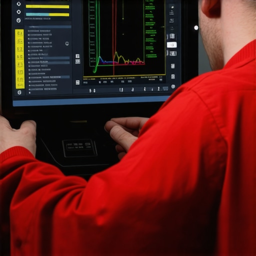 Technician using diagnostic tools on a vehicle engine