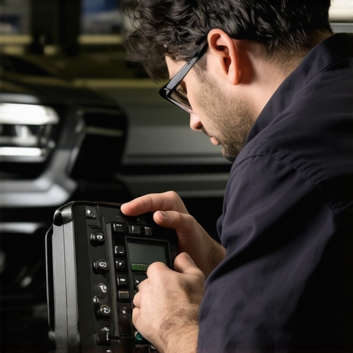 Technician using high-resolution scanner to diagnose brake issues