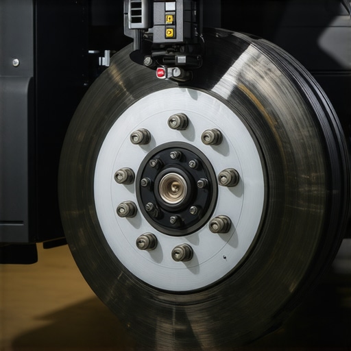 Modern brake diagnostic sensors monitoring vehicle brake system in repair shop