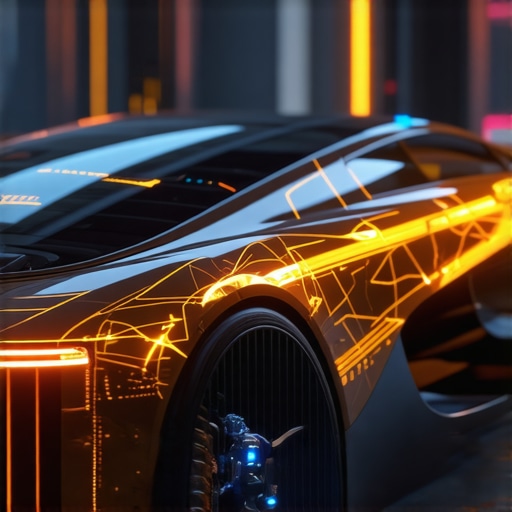 Futuristic car braking system with sensors and digital diagnostics