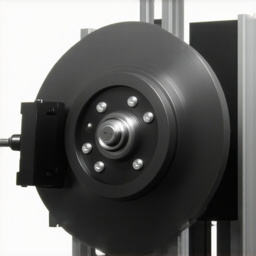 Technician performing ultrasonic testing on vehicle brake rotors