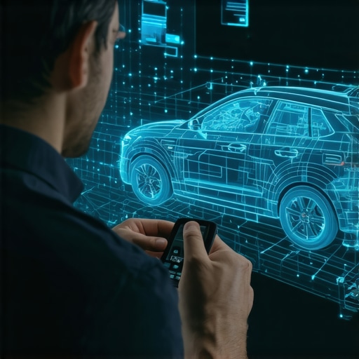 Expert Diagnostics in Modern Auto Repair Technician analyzing vehicle systems with advanced diagnostic tools in a modern auto shop