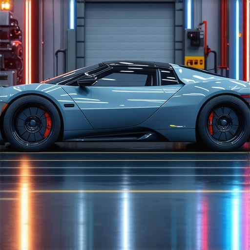 A modern auto repair shop equipped with cutting-edge diagnostic technology and high-performance brake materials.