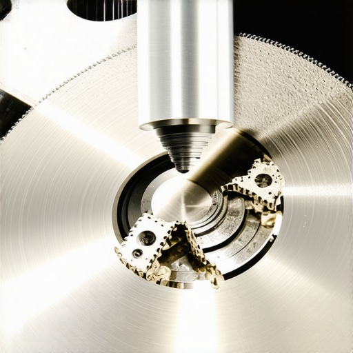 Close-up of laser technology assessing brake rotor surface flatness