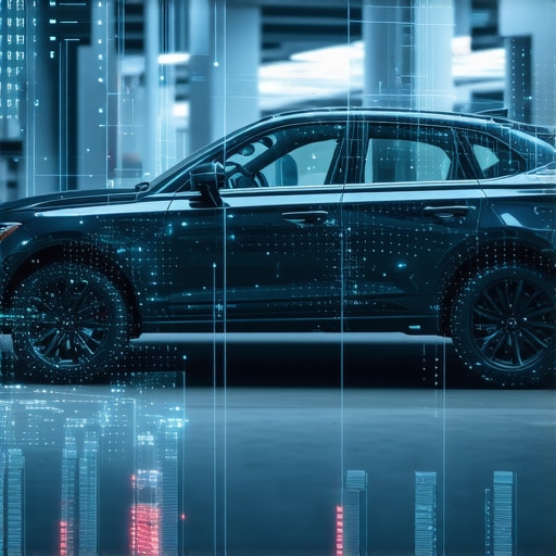Sensor Network in Advanced Vehicle Modern vehicle dashboard displaying sensor data and predictive diagnostics