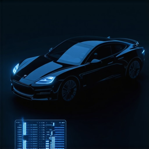 Technician using high-tech diagnostic tools connected to a vehicle