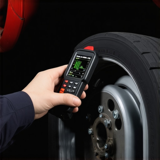 Advanced Brake Calibration in Action Mechanic calibrating a vehicle's brake electronically with digital tools.