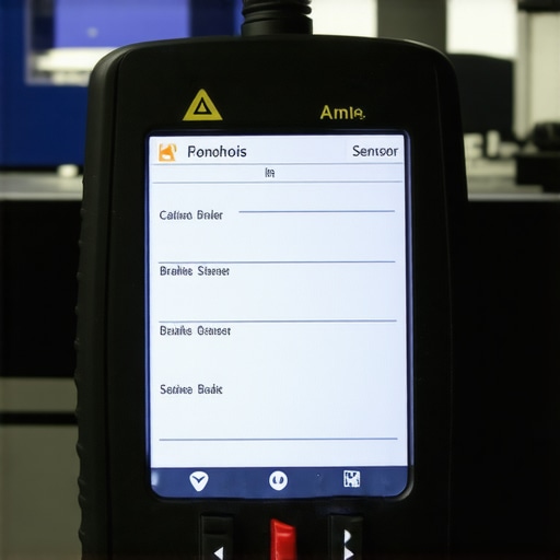 Advanced Brake Diagnostic Equipment in Action Technicians using digital tools to calibrate brake sensors