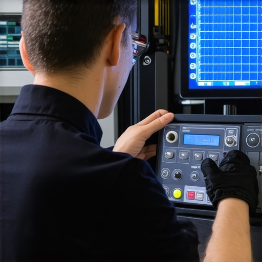 Advanced Brake System Diagnostics Technician analyzing brake sensor waveforms using digital diagnostic equipment