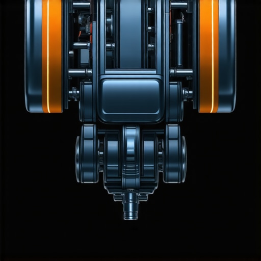 Illustration of a high-tech brake assembly with embedded sensors and data analysis interfaces