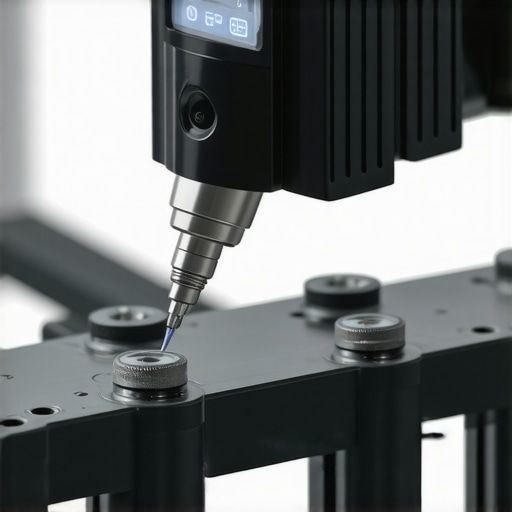 Ultrasonic Fuel Injector Seal Diagnostic Tool in Action Technician using ultrasonic device to detect leak in fuel injector seal.