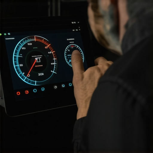 Cutting-Edge Auto Diagnostics in Action Mechanic analyzing sensor data on a digital tablet with automotive diagnostic tools