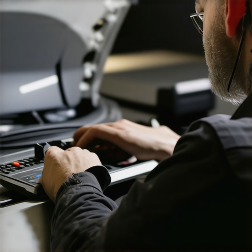 A technician using modern diagnostic tools to evaluate brake sensors in a vehicle