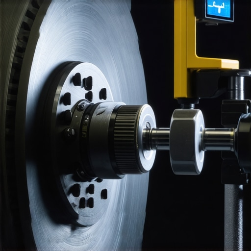A technician using ultrasonic testing equipment on vehicle brake parts