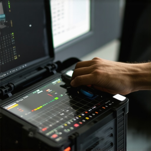 Technician analyzing sensor data with modern diagnostic tools during auto repair.