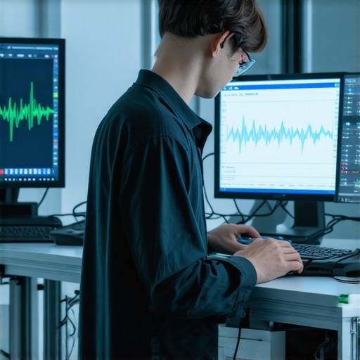 Technician using oscilloscopes and AI tools to diagnose vehicle sensors.