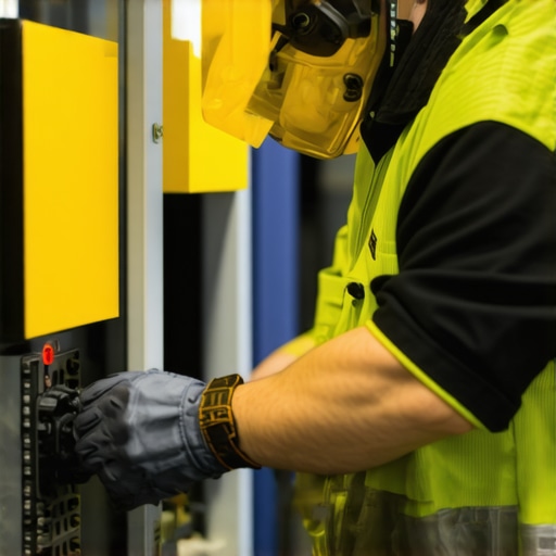 Technician safely inspecting high-voltage electric vehicle components