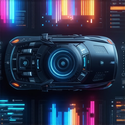 Futuristic automotive diagnostic dashboard with AI analytics