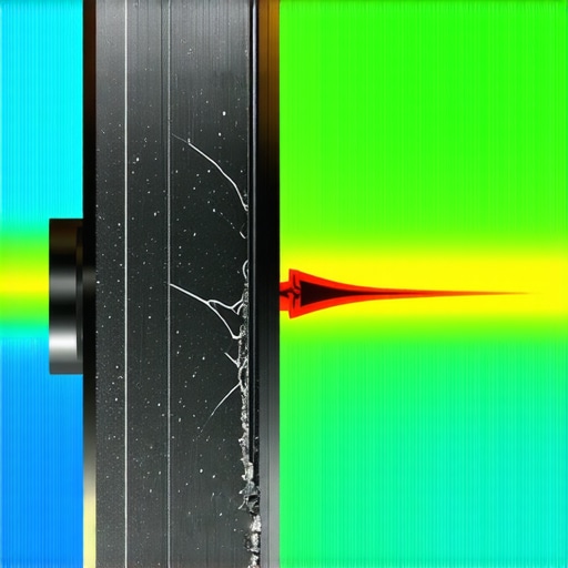 Ultrasonic testing device analyzing brake rotor micro-cracks