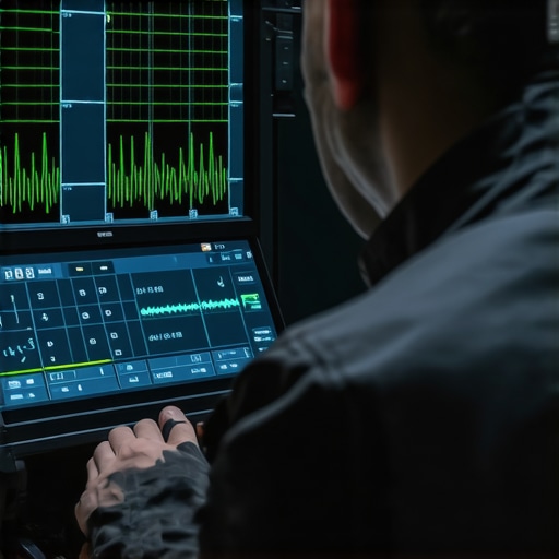 A mechanic analyzing vacuum pressure waveforms on an oscilloscope screen to identify engine leaks.