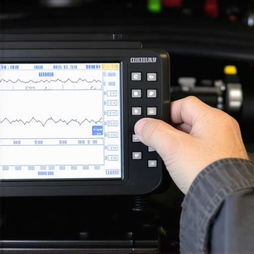 A mechanic using an oscilloscope to diagnose Variable Valve Timing and CAN-bus network issues in a modern vehicle.