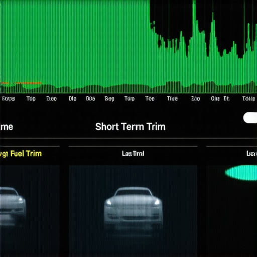 Analyzing Live Fuel Trim Data on an OBDII Scanner A professional scan tool showing fuel trim percentages to diagnose a vacuum leak.