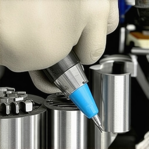 Close up of mechanic lubricating caliper slide pins with silicone grease to prevent brake drag.