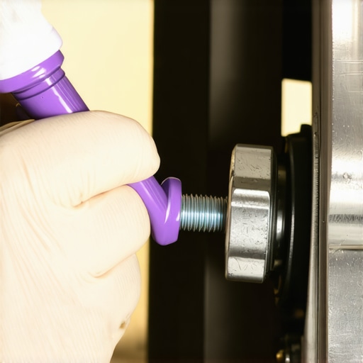 Mechanic applying high-temperature grease to brake slide pins to prevent uneven pad wear.