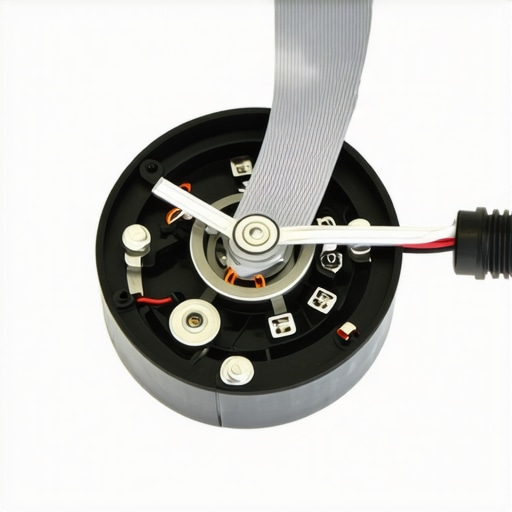 Close-up of a car steering wheel clock spring showing the internal wiring ribbon responsible for SRS airbag connectivity.