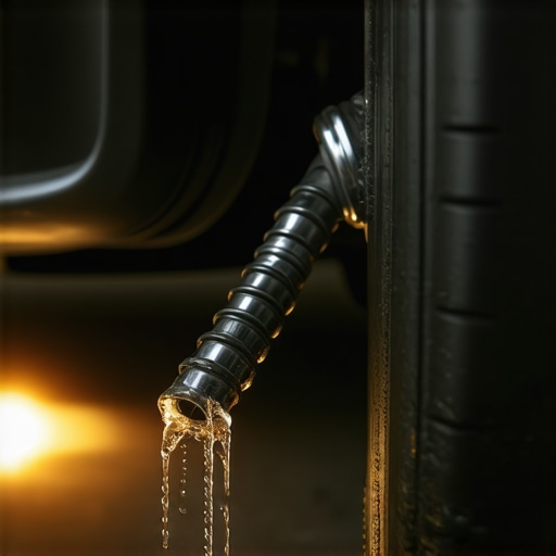 A worn and cracked rubber CV boot leaking grease due to thermal stress from the exhaust system.