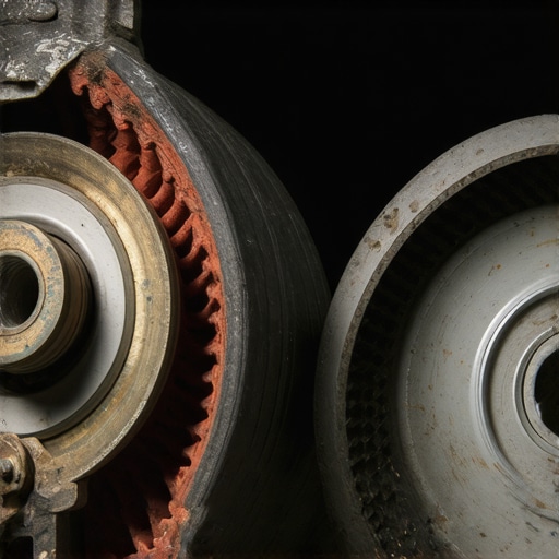 Close-up of a serpentine belt and automatic tensioner pulley on a modern car engine
