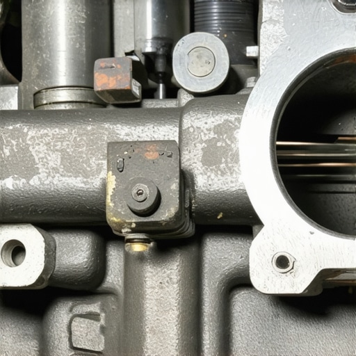 A close-up view of carbon deposits around an automotive throttle valve plate causing hesitation.