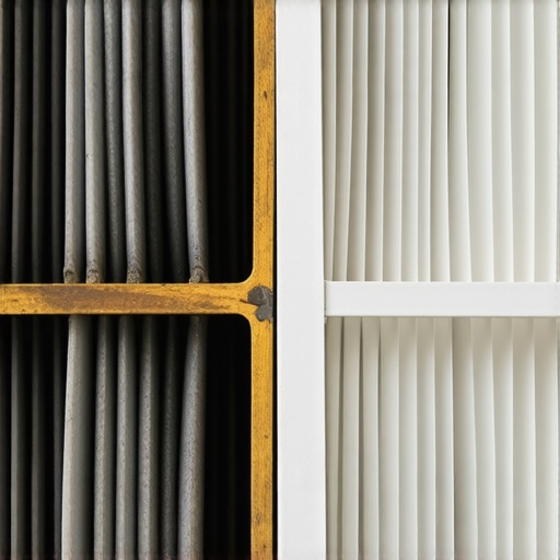 Automotive cabin air filter with mold and dust buildup vs new filter