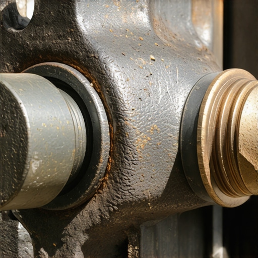 Close-up view of a rusty steering universal joint causing notchy steering feel