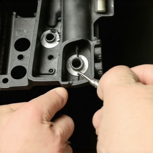 Close up of a hairline fracture on a plastic engine intake manifold