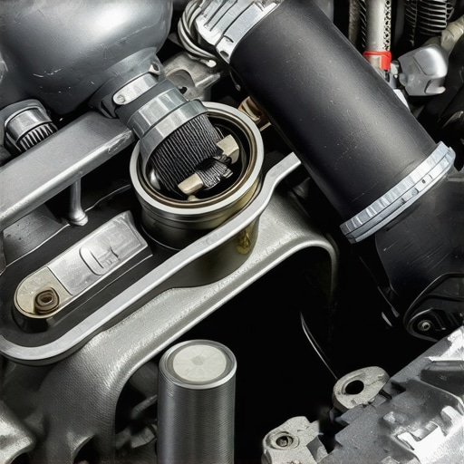 Internal view of a PCV valve and hoses showing carbon and oil residue buildup