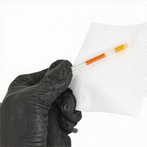 Transmission fluid comparison on a white cloth showing healthy red fluid versus contaminated dark fluid.