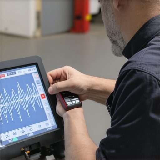 Technician measuring alternator AC ripple to diagnose engine sensor interference