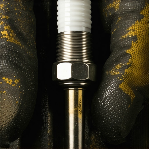 A mechanic inspecting an oil-soaked spark plug boot to diagnose an engine misfire.