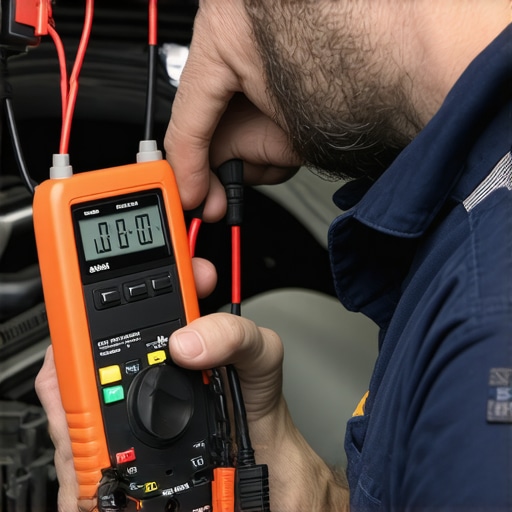 A technician tests the resistance of a car's ECT sensor to fix a rich fuel mixture and sulfur smell.